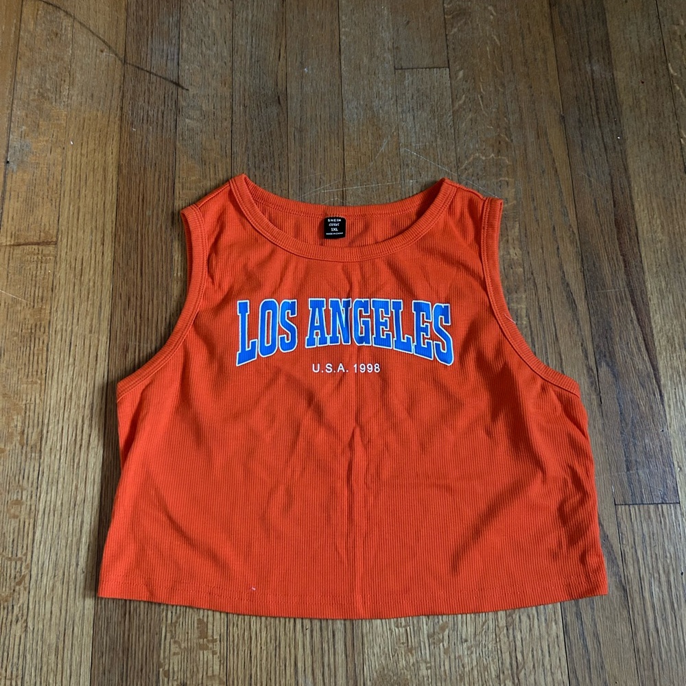 Orange Los Angeles Graphic Tank Top